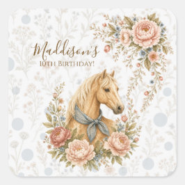 Adesivo Quadrado Aniversário Cowgirl Blue