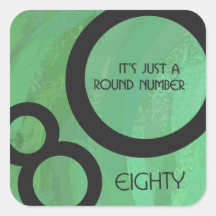Adesivo Quadrado Aniversário da 80 da Década Verde
