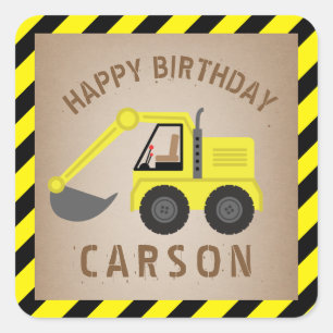 Adesivo Quadrado Aniversário da Construção da Escavadora