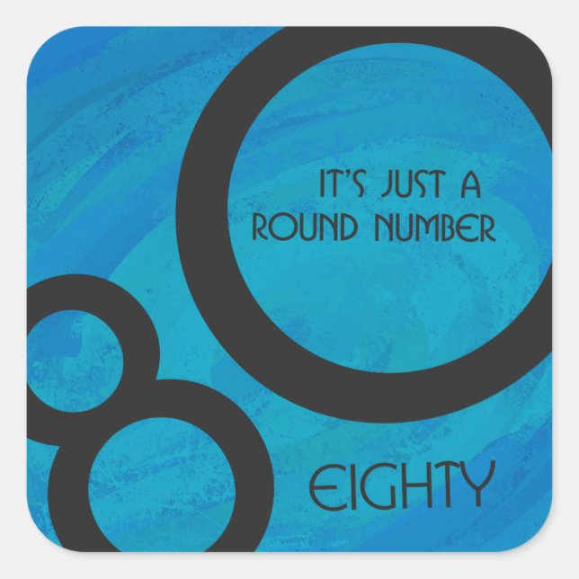 Adesivo Quadrado Aniversário da Década Azul 80 (Frente)