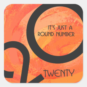 Adesivo Quadrado Aniversário da Década de Laranja