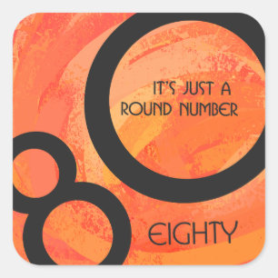 Adesivo Quadrado Aniversário da Década Laranja 80