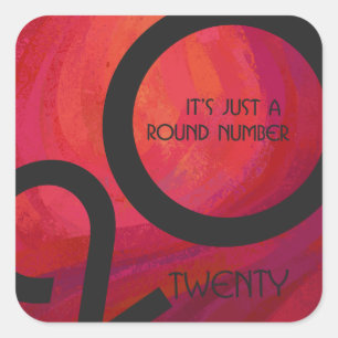 Adesivo Quadrado Aniversário da Década Vermelha