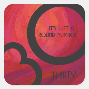 Adesivo Quadrado Aniversário da Década Vermelha 30