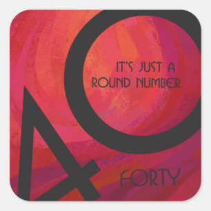 Adesivo Quadrado Aniversário da Década Vermelha 40