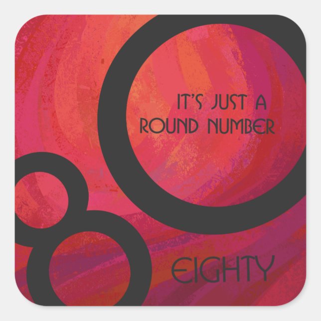 Adesivo Quadrado Aniversário da Década Vermelha 80 (Frente)