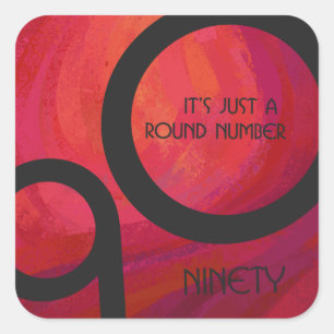 Adesivo Quadrado Aniversário da Década Vermelha 90