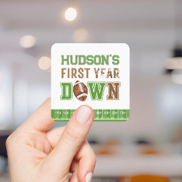 Adesivo Quadrado Aniversário de 1 ano de Futebol de Primeiro Ano