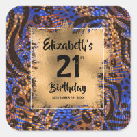 Aniversário de 21 anos de impressão animal colorid