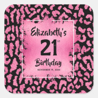 Aniversário de 21 anos de impressão leopardo rosa-