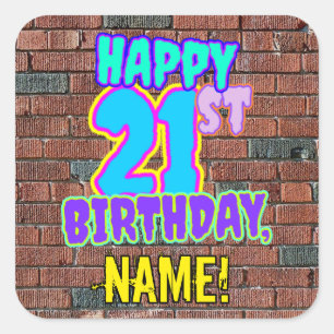 Adesivo Quadrado aniversário de 21 anos - Ótima aparência inspir
