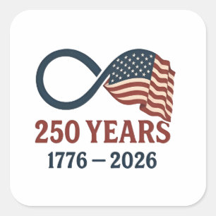 Adesivo Quadrado Aniversário de 250 Anos 1776-2026 Patriótico dos E