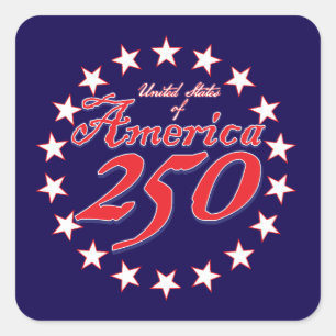 Adesivo Quadrado Aniversário de 250 anos da América