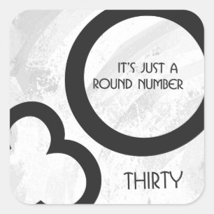 Adesivo Quadrado Aniversário de 30 Décadas Branco