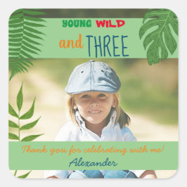 Adesivo Quadrado Aniversário de 3 anos de Fotografias Obrigado