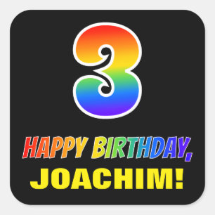 Adesivo Quadrado aniversário de 3 anos: Negrito, Divertido, Simples