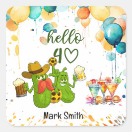 Adesivo Quadrado Aniversário de 40 anos de picleball