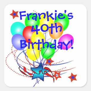 Adesivo Quadrado aniversário de 40 anos Qualquer Vinheta de Anivers