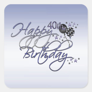 Adesivo Quadrado Aniversário de 40 anos Sticker Feliz