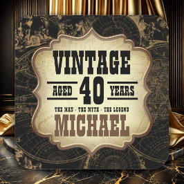 Adesivo Quadrado aniversário de 40 anos Vintage Theme Festa de aniv