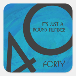 Adesivo Quadrado Aniversário de 40 Década Azul