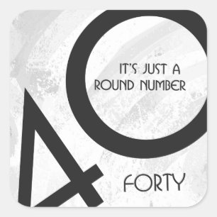 Adesivo Quadrado Aniversário de 40 Décadas Branco