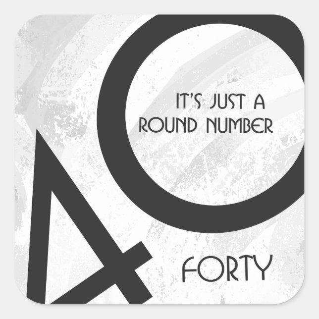 Adesivo Quadrado Aniversário de 40 Décadas Branco (Frente)