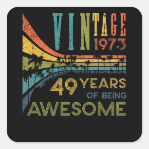 Adesivo Quadrado Aniversário de 49 anos Vintage 1973 49º aniversári