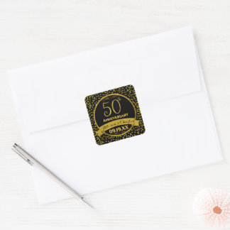Adesivo Quadrado Aniversário de 50 anos de casamento em ouro