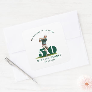Adesivo Quadrado Aniversário de 50 anos do golfista esportivo perso
