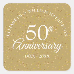 Adesivo Quadrado Aniversário de 50 anos Gold Dust