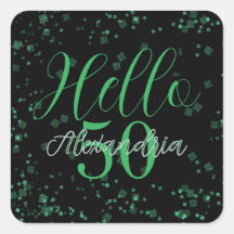 Aniversário de 50 anos Preto e Verde Elegante Pers