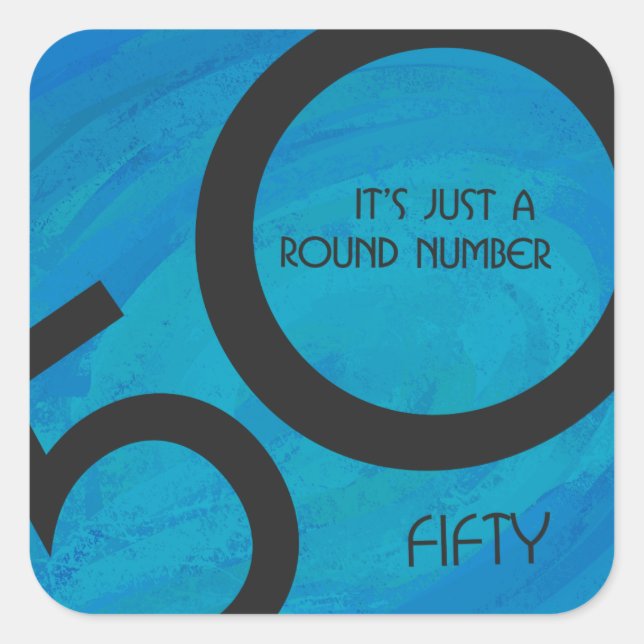 Adesivo Quadrado Aniversário de 50 Década Azul (Frente)