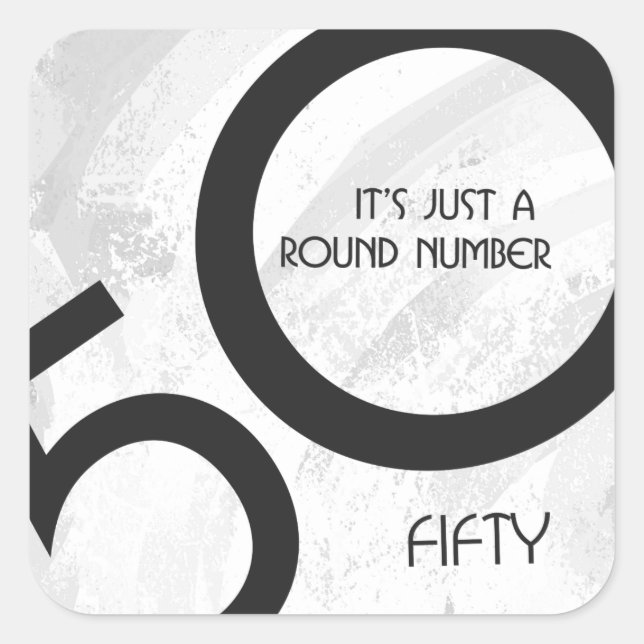 Adesivo Quadrado Aniversário de 50 Décadas Branco (Frente)