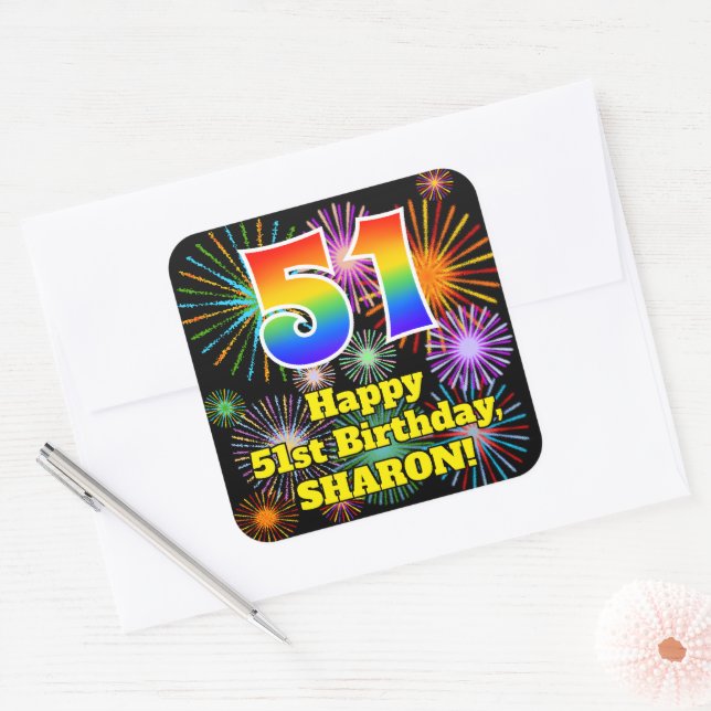 Adesivo Quadrado Aniversário de 511 ruas: Olhar fogos de artifício  (Envelope)