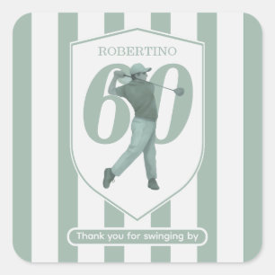Adesivo Quadrado Aniversário de 60 anos do Golfinho Préppy Vintage