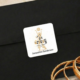 Adesivo Quadrado Aniversário de 60 anos Gold Retro Let's Get Groovy