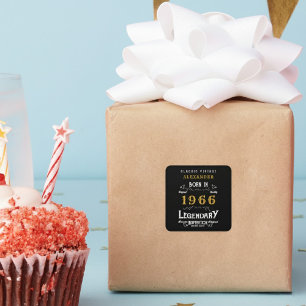 Adesivo Quadrado Aniversário de 60 anos Personalizado Adicionar Nom
