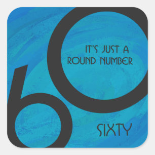 Adesivo Quadrado Aniversário de 60 Década Azul