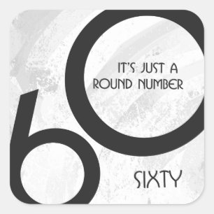 Adesivo Quadrado Aniversário de 60 Décadas Branco