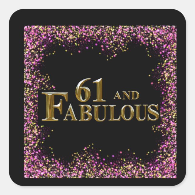 Adesivo Quadrado Aniversário de 61 anos (Frente)