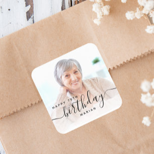 Adesivo Quadrado Aniversário de 70 anos com Foto Personalizada em L