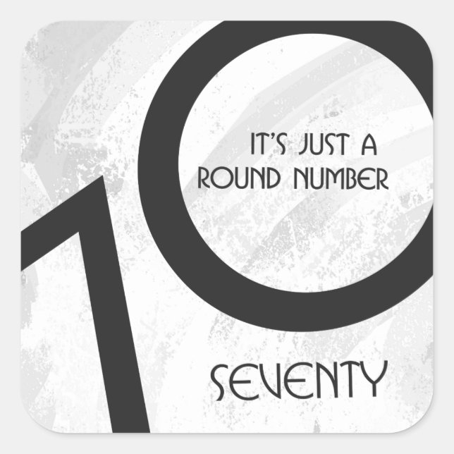 Adesivo Quadrado Aniversário de 70 Décadas Branco (Frente)