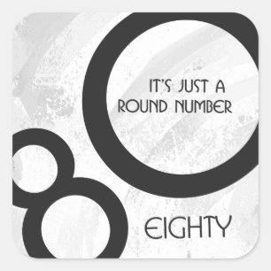 Adesivo Quadrado Aniversário de 80 Décadas Branco