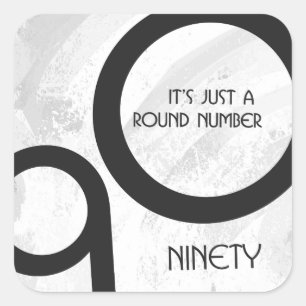 Adesivo Quadrado Aniversário de 90 Décadas Branco