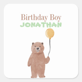 Adesivo Quadrado Aniversário de Animais Selvagens Cutes