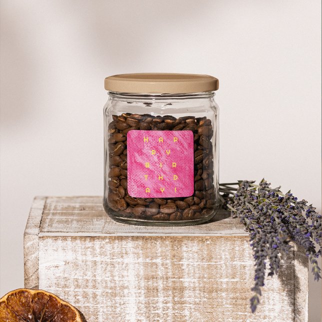 Adesivo Quadrado Aniversário de aquarela (Criador carregado)