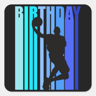 Adesivo Quadrado Aniversário de Basquete Crianças Crianças Legal