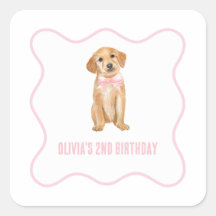 Aniversário de cachorrinho préppy com xadrez rosa