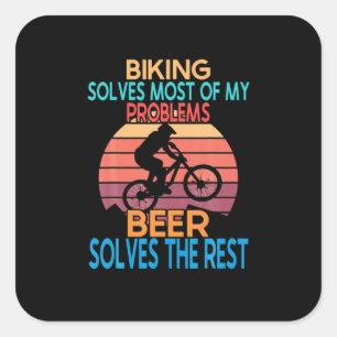 Adesivo Quadrado Aniversário de Ciclismo e Cerveja